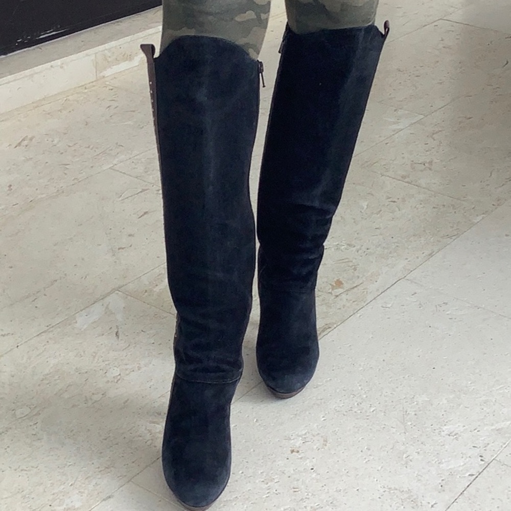 Italian velvet boots navy - Picture 2 of 8